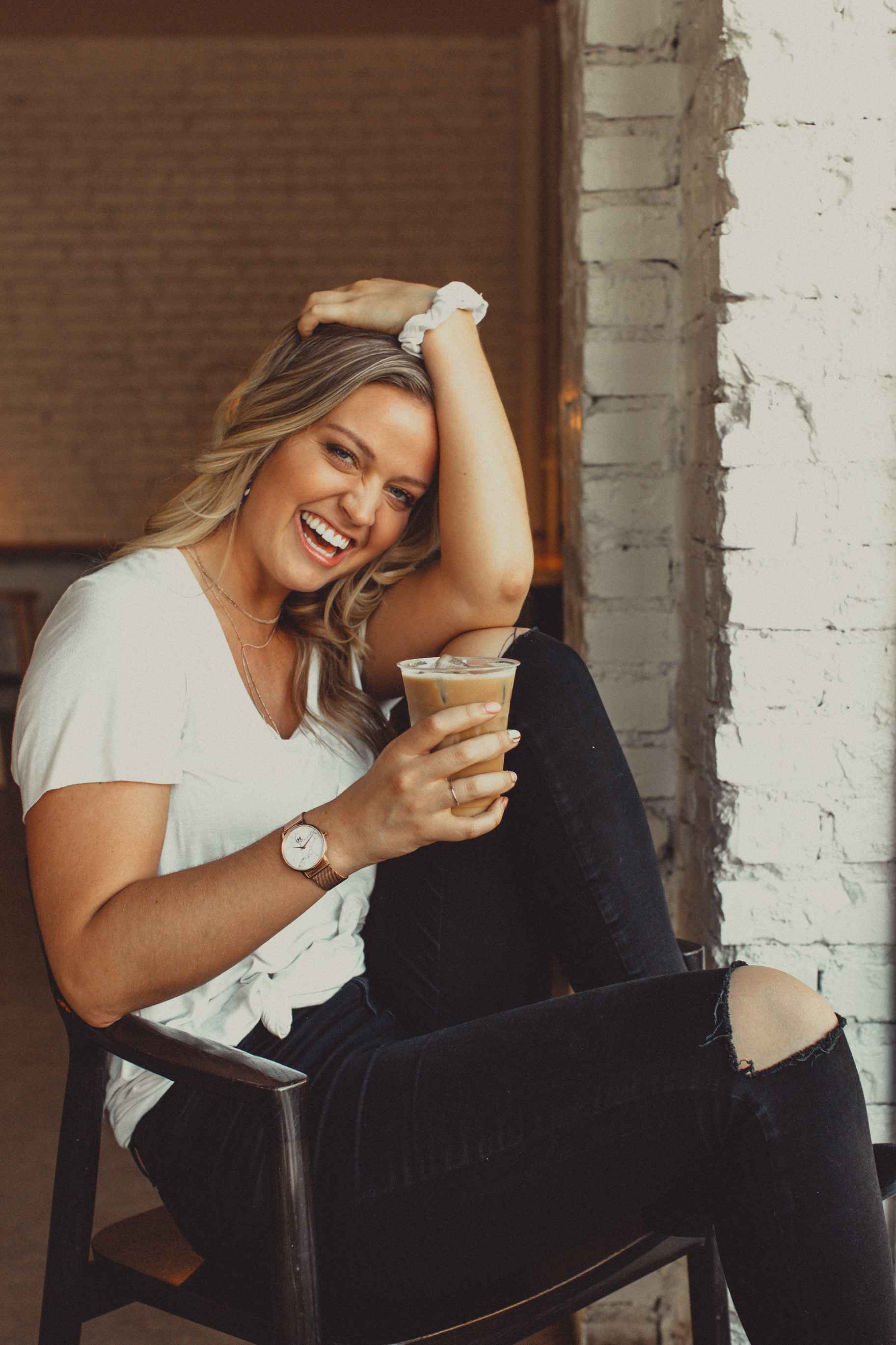 happy girl with coffee