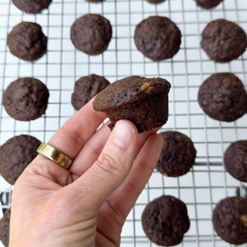 chocolate banana sourdough discard mini muffins