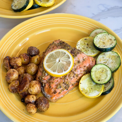 lemon herb sheet pan salmon with crispy potatoes