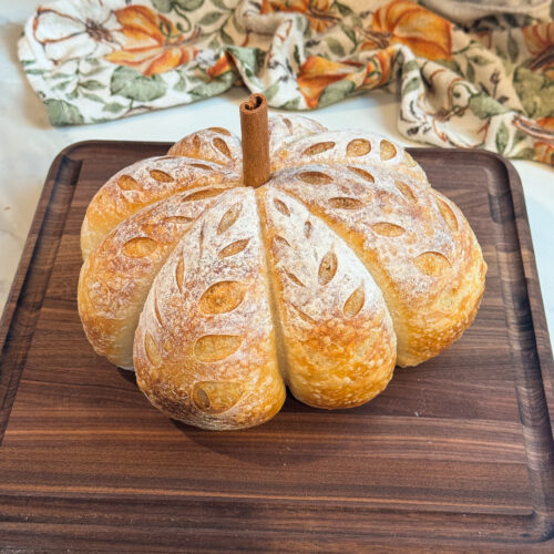 pumpkin shaped sourdough bread