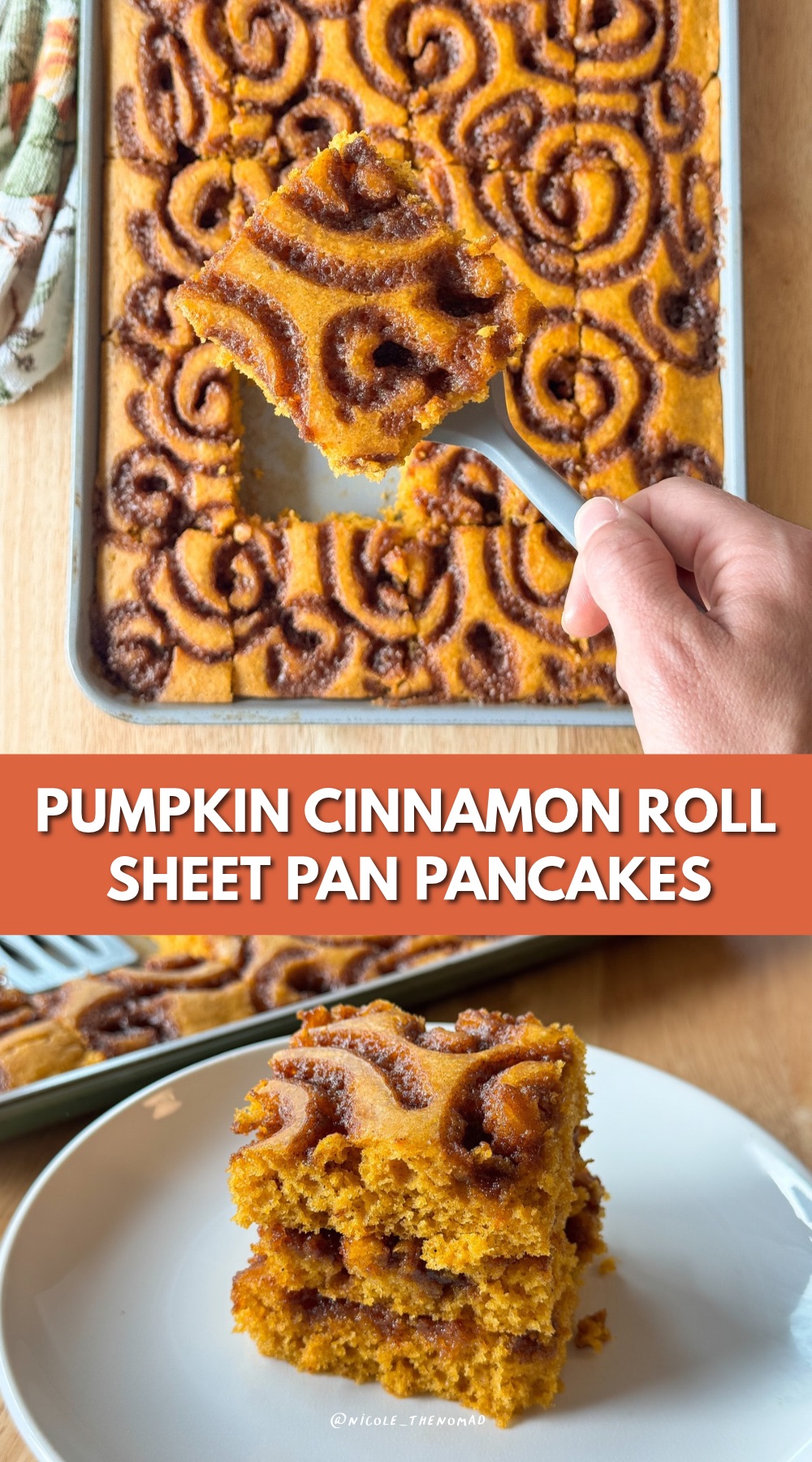 pumpkin cinnamon roll sheet pan pancake title
